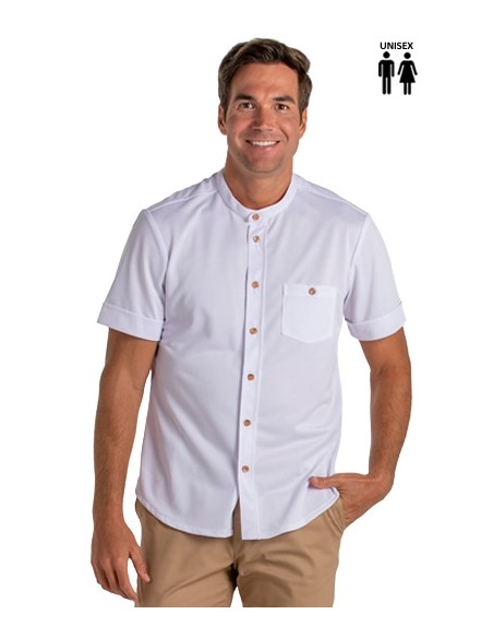 CAMICIA BIANCA COLLO MAO BOTTONI LEGNO