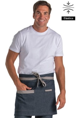GREMBIULE  DENIM NASTRI BEIGE 2