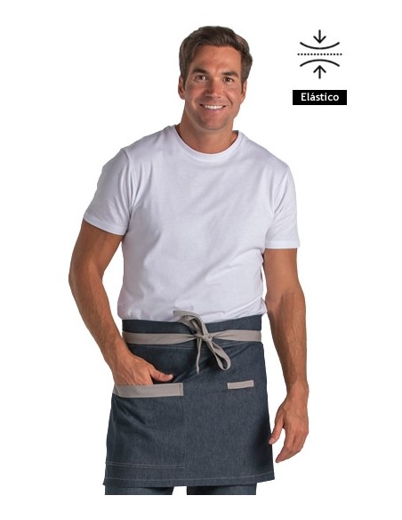 GREMBIULE  DENIM NASTRI BEIGE