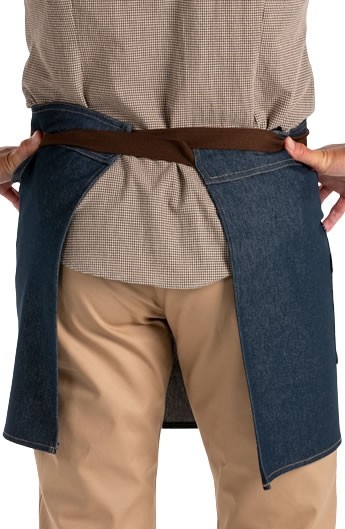 GREMBIULE  DENIM NASTRI MARRONE