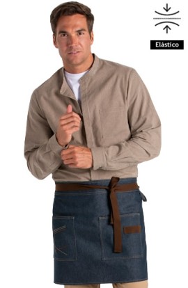 GREMBIULE  DENIM NASTRI MARRONE 2