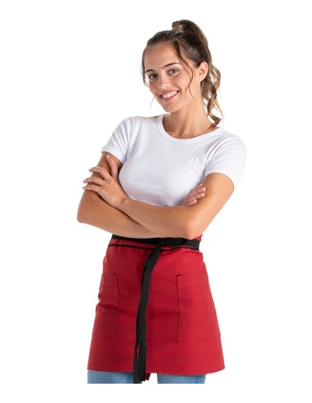 DELANTAL ROJO BOLSILLO HEBILLA
