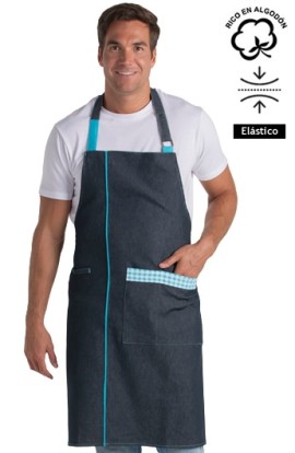 DELANTAL PETO TEJANO CUADRO AZUL