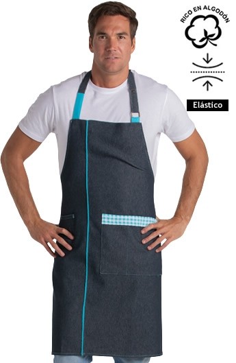 DELANTAL PETO TEJANO CUADRO AZUL