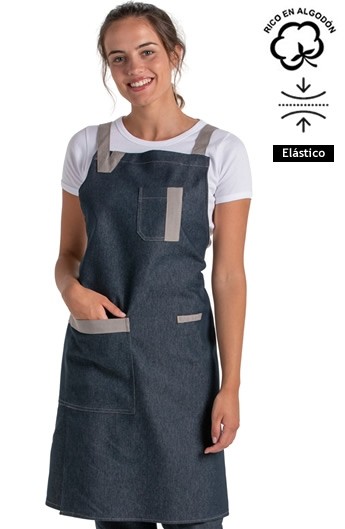 DELANTAL CON PETO TEJANO TIRA BEIGE