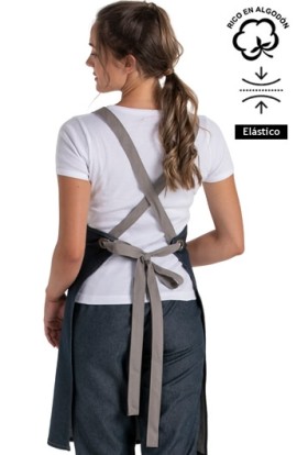 DELANTAL CON PETO TEJANO TIRA BEIGE 2