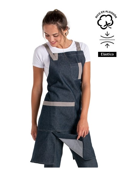 DELANTAL CON PETO TEJANO TIRA BEIGE