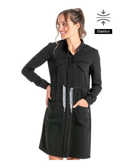 VESTIDO CAMISERO NEGRO LAZO AJUSTABLE