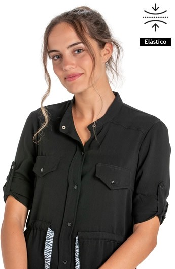 VESTIDO CAMISERO NEGRO LAZO AJUSTABLE