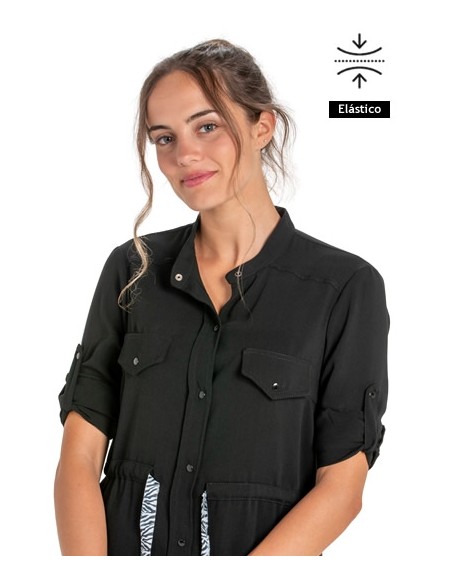 VESTIDO CAMISERO NEGRO LAZO AJUSTABLE