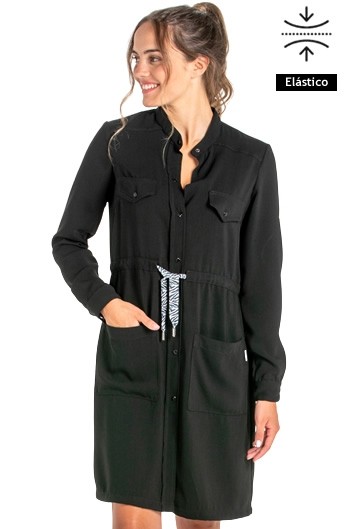 VESTITO CAMICIA NERO FIOCCO REGOLABILE