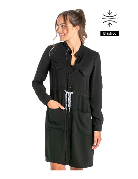VESTIDO CAMISERO NEGRO LAZO AJUSTABLE