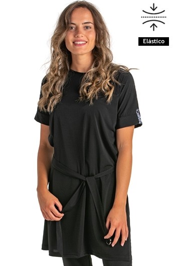 VESTITO MAGLIA NERA MANICHE CORTE