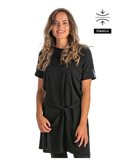 VESTITO MAGLIA NERA MANICHE CORTE