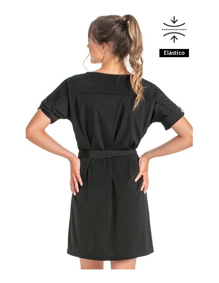 VESTITO MAGLIA NERA MANICHE CORTE