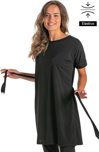 VESTITO MAGLIA NERA MANICHE CORTE