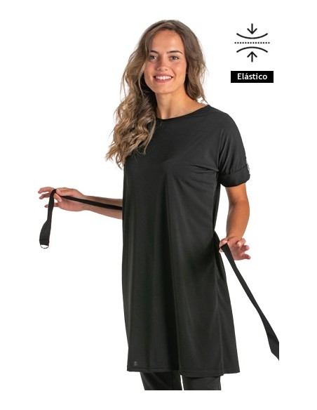 VESTITO MAGLIA NERA MANICHE CORTE