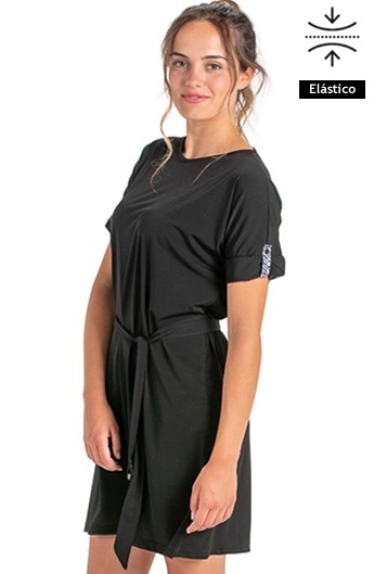 VESTIDO PUNTO NEGRO MANGA CORTA