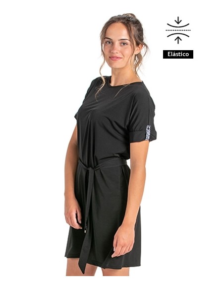 VESTITO MAGLIA NERA MANICHE CORTE