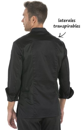 CHAQUETA COCINA HOMBRE HEBILLAS NEGRA 2