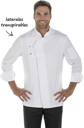 CHAQUETA COCINA HOMBRE HEBILLAS BLANCA