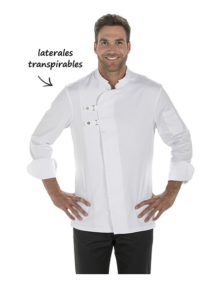 CHAQUETA COCINA HOMBRE HEBILLAS BLANCA