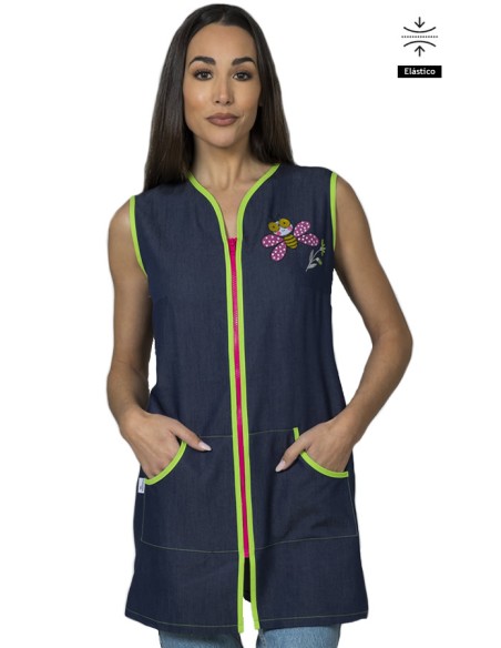 BATA SIN MANGAS DENIM MARIPOSA