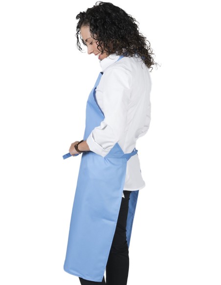 GREMBIULE CON PETTORINA SENZA TASCHE CELESTE