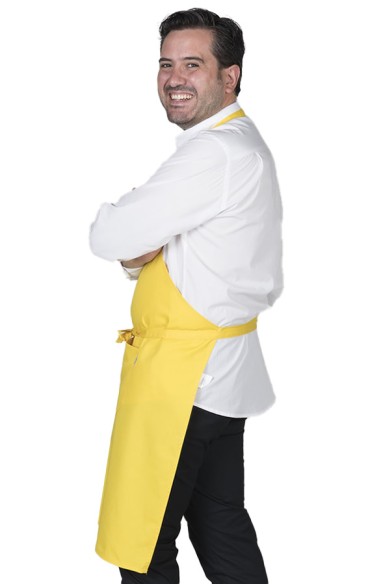 DELANTAL CON PETO Y BOLSILLOS AMARILLO