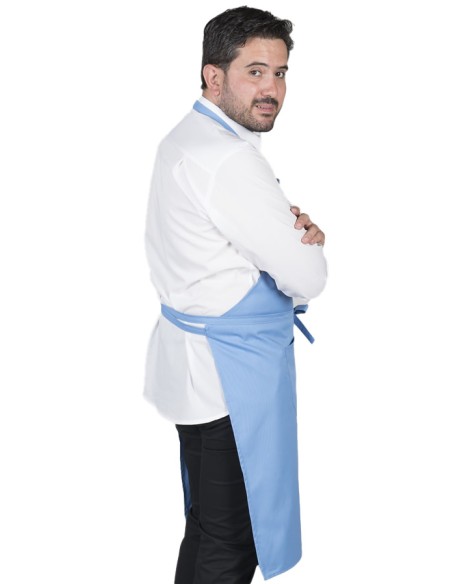 DELANTAL CON PETO Y BOLSILLOS AZUL CELESTE