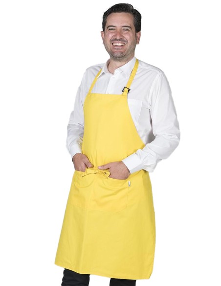 DELANTAL CON PETO Y BOLSILLOS AMARILLO