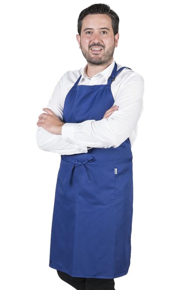 DELANTAL CON PETO Y BOLSILLOS AZULINA