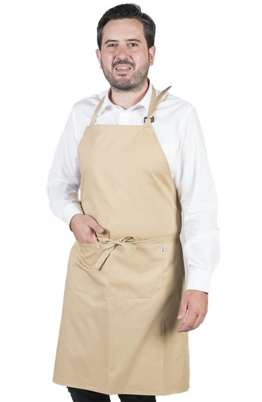 GREMBIULE CON PETTORINA E TASCHE BEIGE