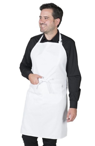 GREMBIULE CON PETTORINA E TASCHE BIANCO