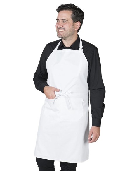 GREMBIULE CON PETTORINA E TASCHE BIANCO