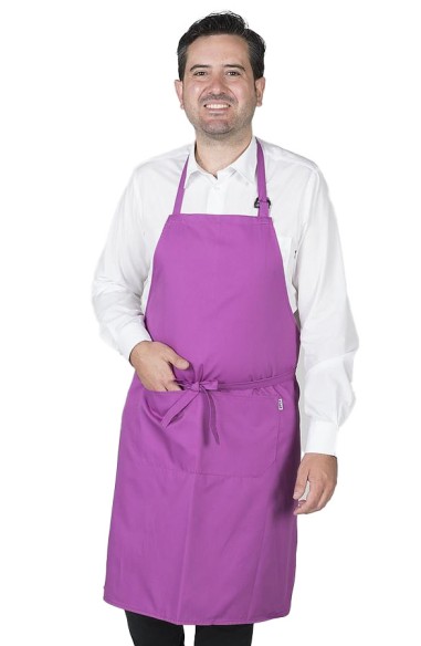 GREMBIULE CON PETTORINA E TASCHE MALVA