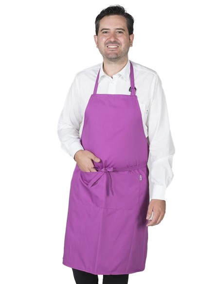 GREMBIULE CON PETTORINA E TASCHE MALVA