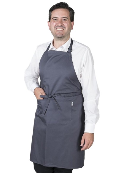 GREMBIULE CON PETTORINA E TASCHE GRIGIO