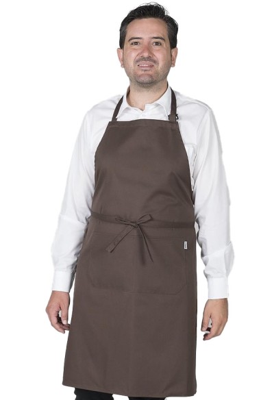 GREMBIULE CON PETTORINA E TASCHE MARRONE