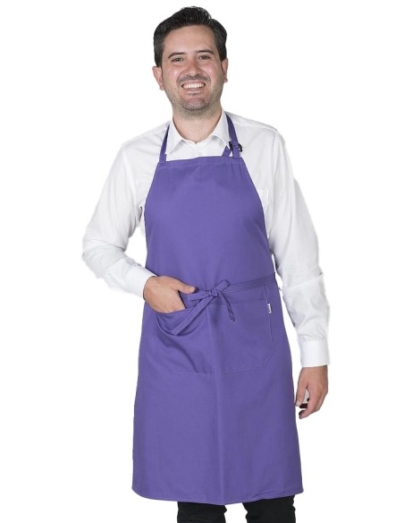 DELANTAL CON PETO Y BOLSILLOS MORADO