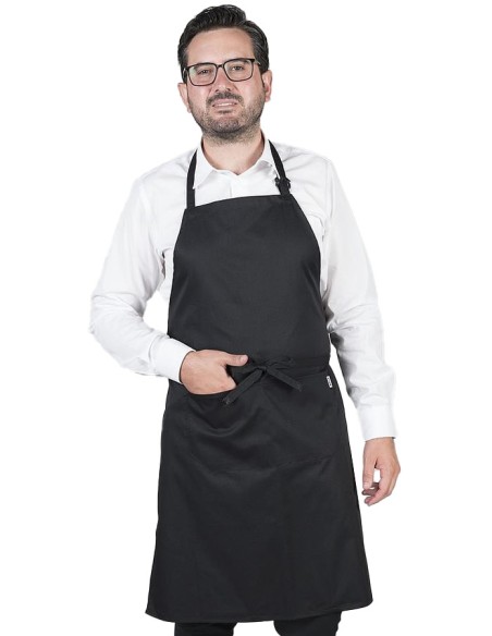 GREMBIULE CON PETTORINA E TASCHE NERO