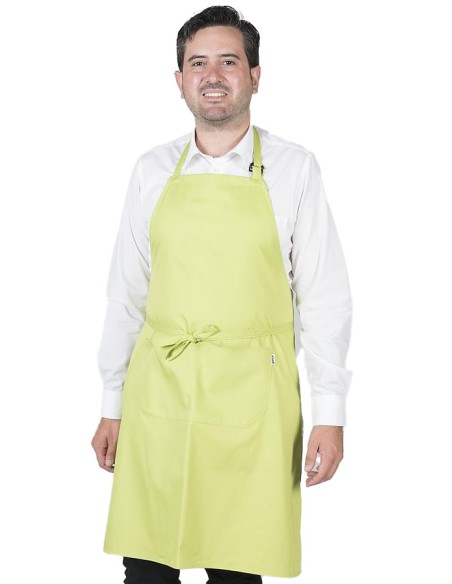 DELANTAL CON PETO Y BOLSILLOS PISTACHO