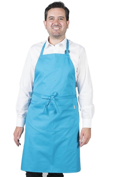 GREMBIULE CON PETTORINA E TASCHE TURCHESE