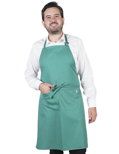 DELANTAL CON PETO Y BOLSILLOS VERDE