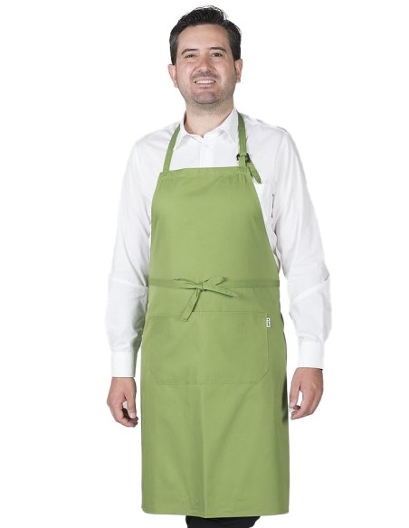 DELANTAL CON PETO Y BOLSILLOS VERDE OLIVA