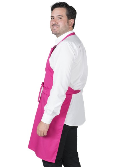 DELANTAL CON PETO Y BOLSILLOS FUCSIA