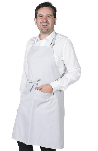 GREMBIULE CON PETTORINA E TASCHE GRIGIO PERLA