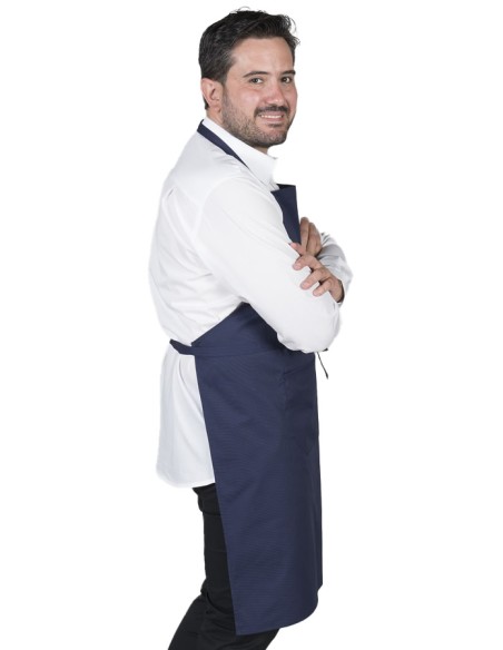 DELANTAL CON PETO Y BOLSILLOS AZUL MARINO
