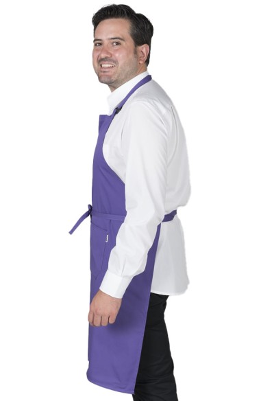 DELANTAL CON PETO Y BOLSILLOS MORADO