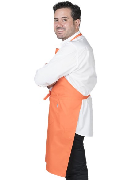 DELANTAL CON PETO Y BOLSILLOS NARANJA